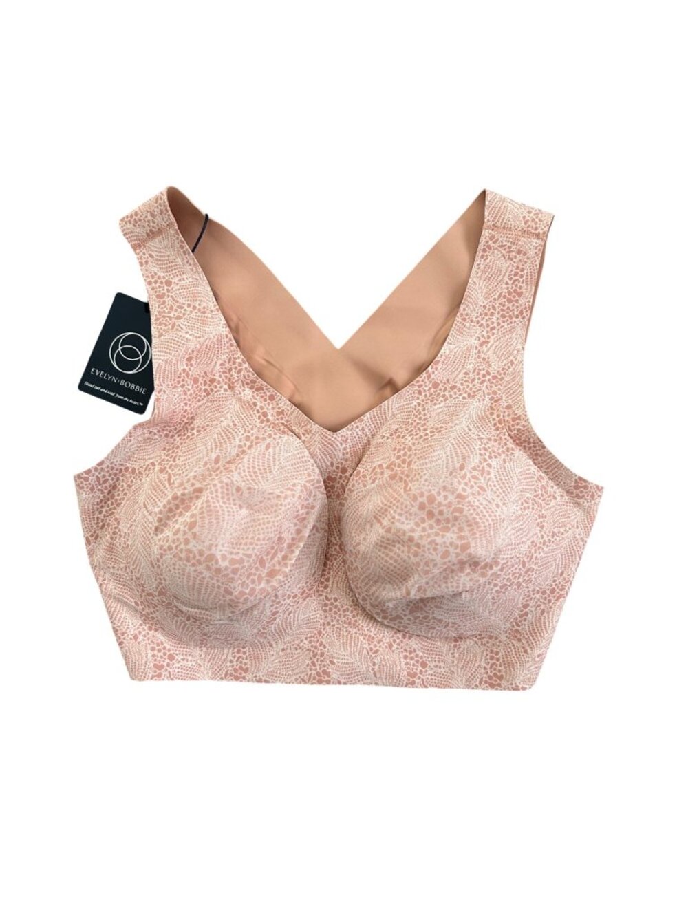 Evelyn & Bobbie Women's Sz Large Defy Bra In Pink Lace Pattern